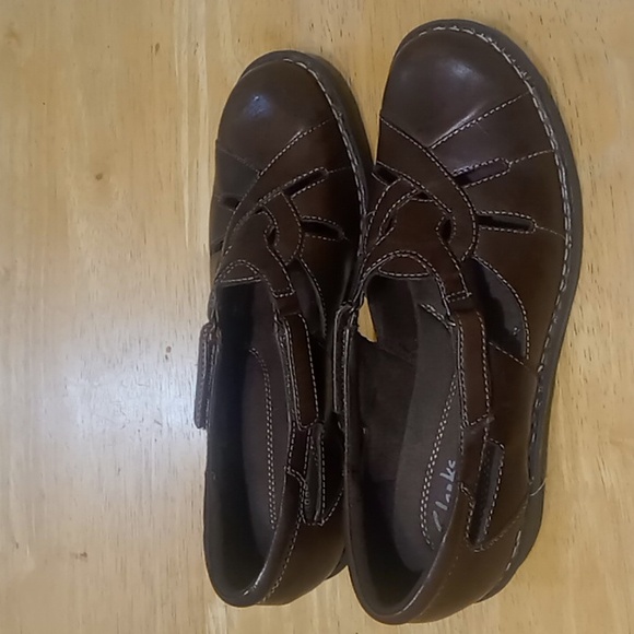 Clarks Bendables Mary Jane Brown Leather Slip on Shoes Women's Sz 9.5M - Picture 3 of 7